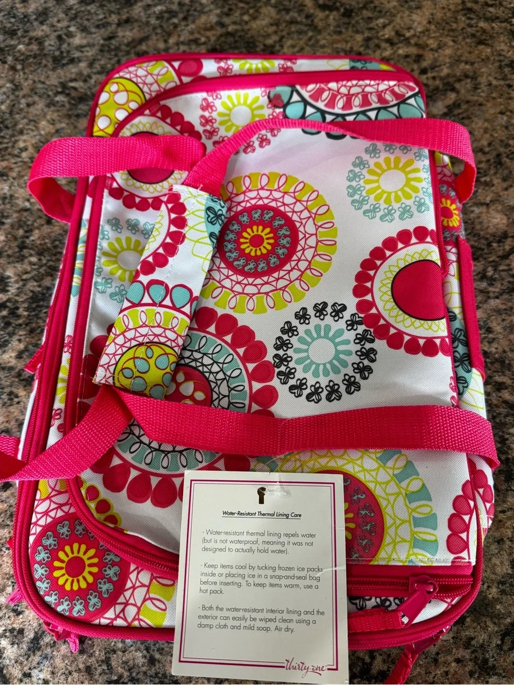 Thirty One Perfect Party Thermal Casserole Picnic Carrier Citrus Medallion Large